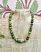 Full Blue Pottery Bead Long Necklace (Green)